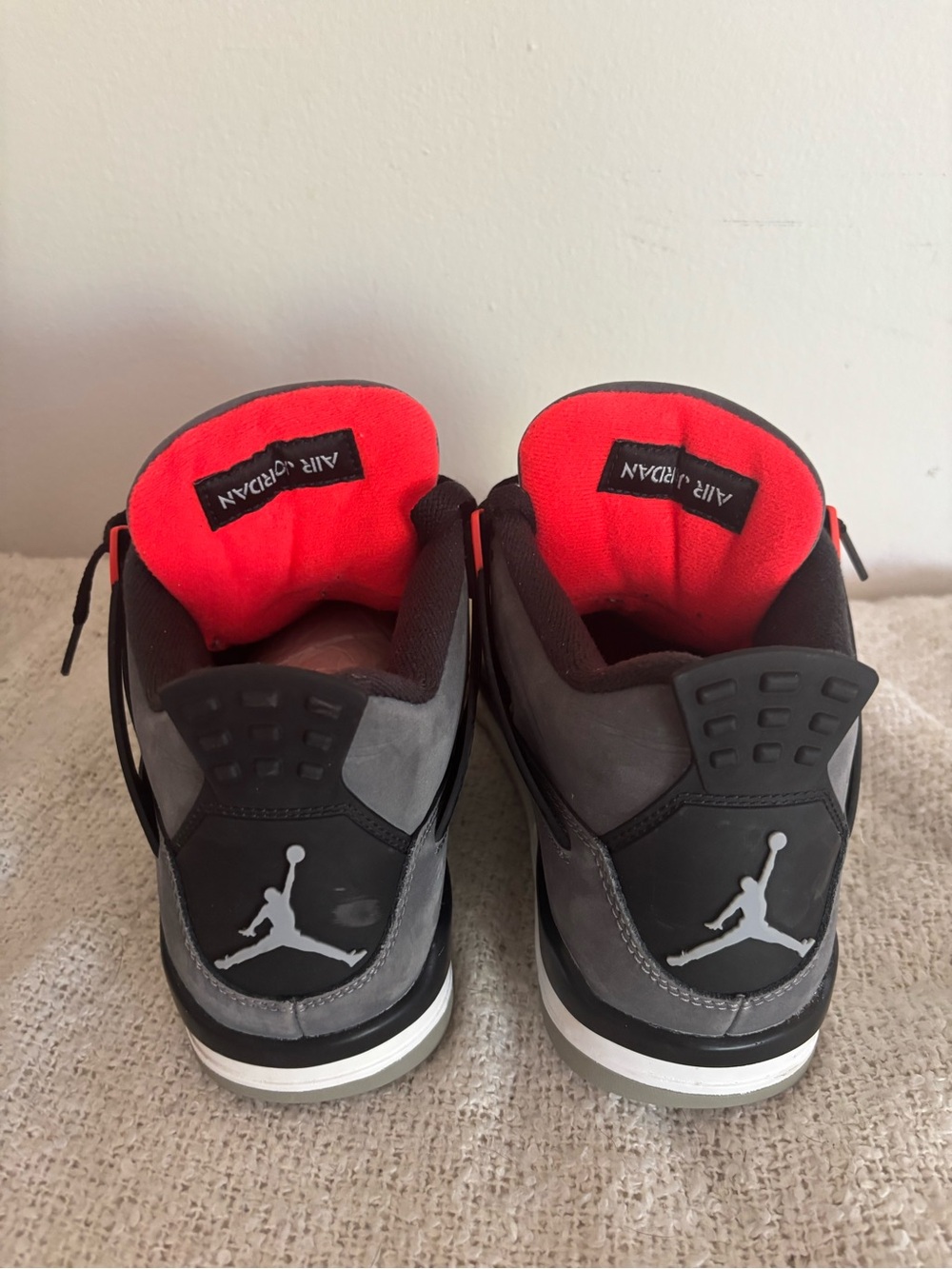 Jordan Retro Sneakers - Grey with Black and Red Accents - Picture 8 of 10